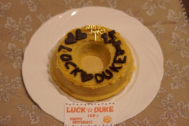 ラック　デューク15歳誕生日ケーキ20211208-173456
