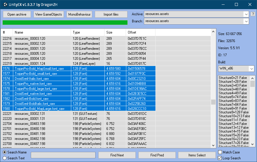 PC ゲーム Sunless Sea ＋ DLC Zubmariner 日本語化と日本語化ファイル解析メモ、PC ゲーム Sunless Sea ＋ DLC Zubmariner 日本語ファイル解析メモ、Sunless Sea ＋ DLC Zubmariner - UnityEX を使ったフォントファイルエクスポート・インポート、Unity_Assets_Files\resources フォルダにある ttf フォントファイルとリネーム（名前変更）した UD デジタル教科書体 NK-B（UDDigiKyokashoNK-B-03.ttf）フォントファイルに差し替え後、UnityEX v1.9.3.7 でインポート（Import files ボタンをクリック）、フォントファイル差し替え完了