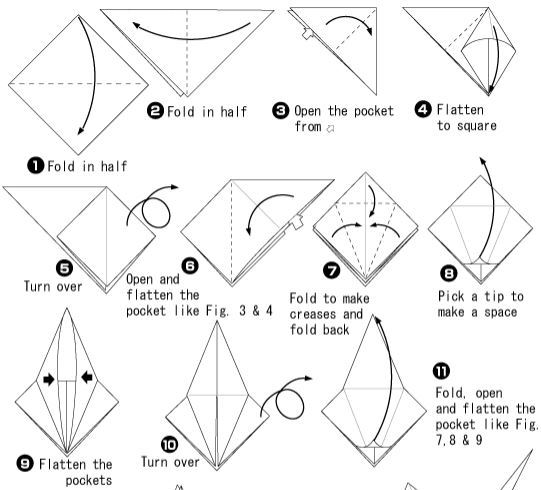 英語折り紙鶴origami crane