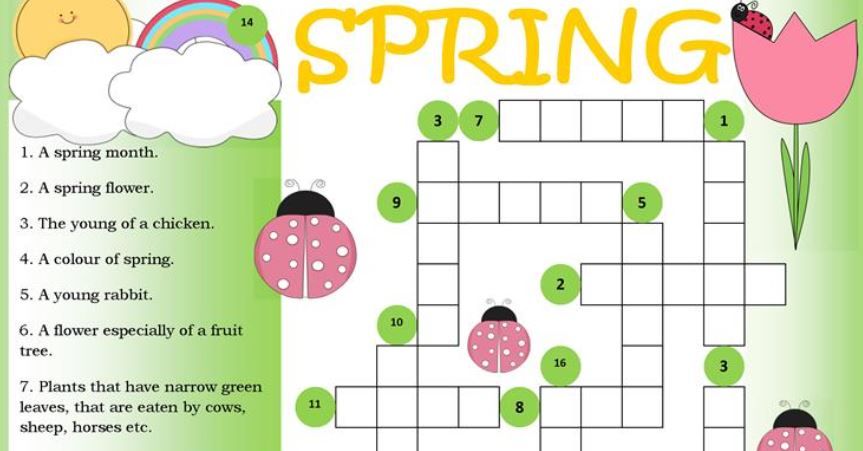 春に関係する英単語クロスワードパズルCrossword Spring