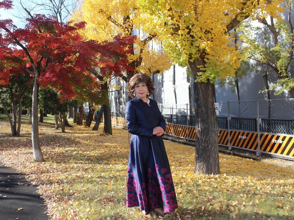 裾花柄濃紺ドレスC(2)