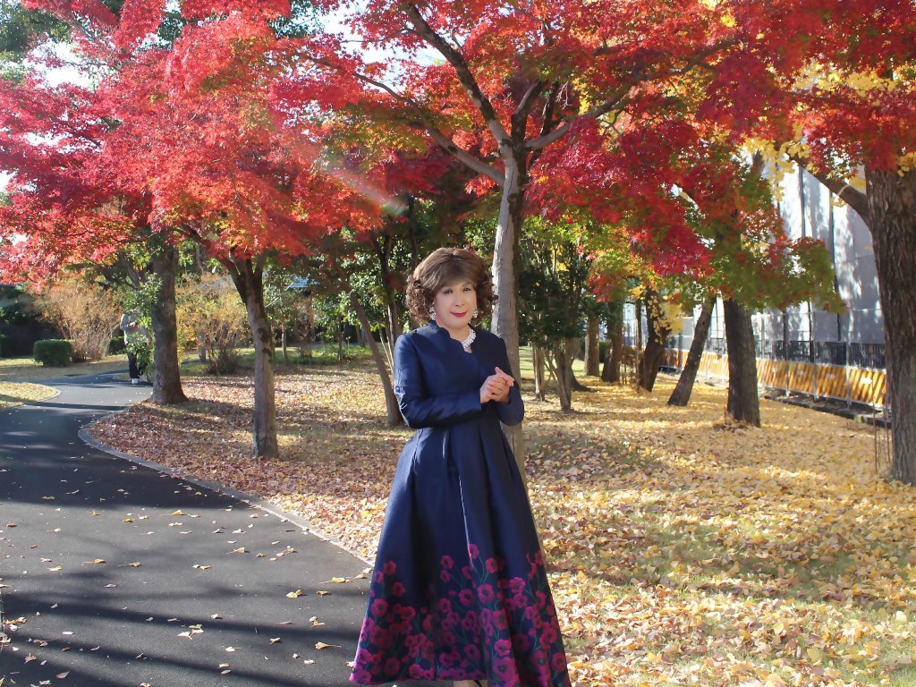 裾花柄濃紺ドレスC(3)