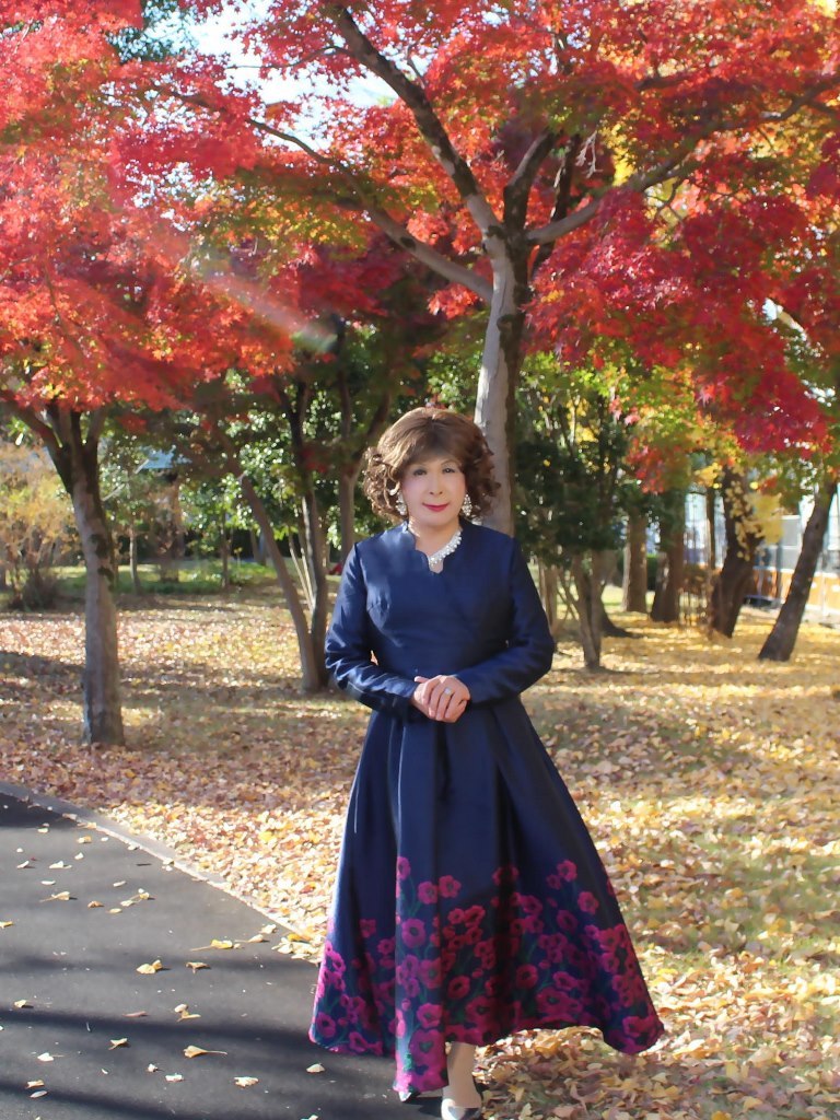 裾花柄濃紺ドレスC(7)