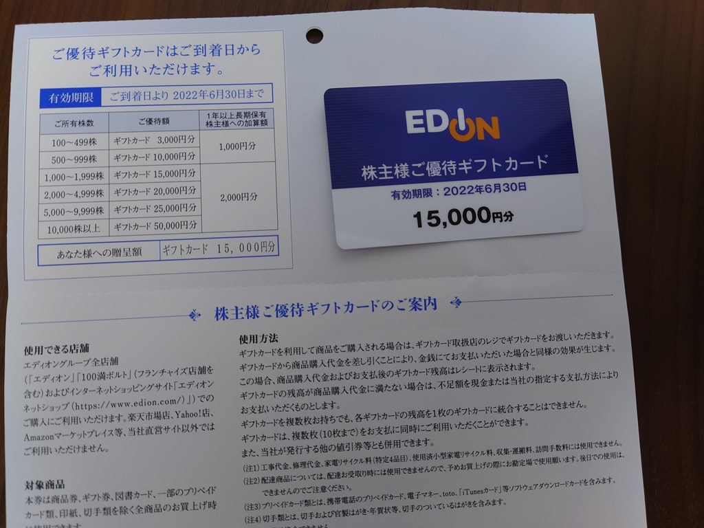 最新　エディオン　株主優待　20000円分