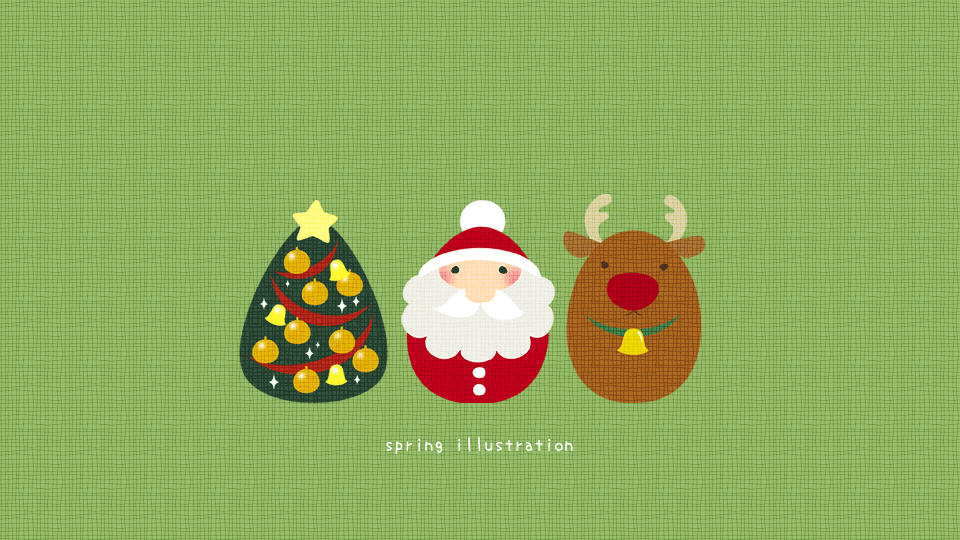 【サンタとトナカイ】クリスマスのイラストPC壁紙・背景