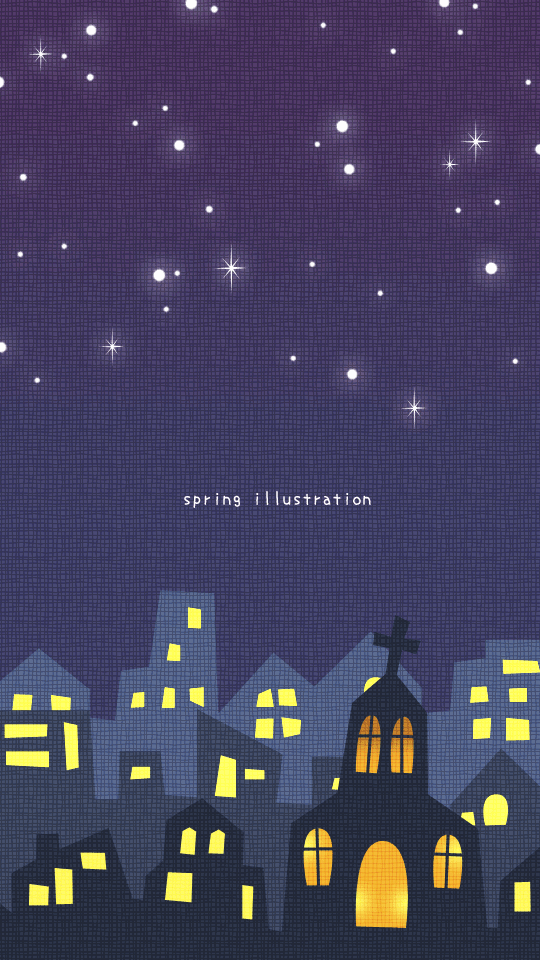 【星降る聖夜】クリスマスのイラストスマホ壁紙・背景