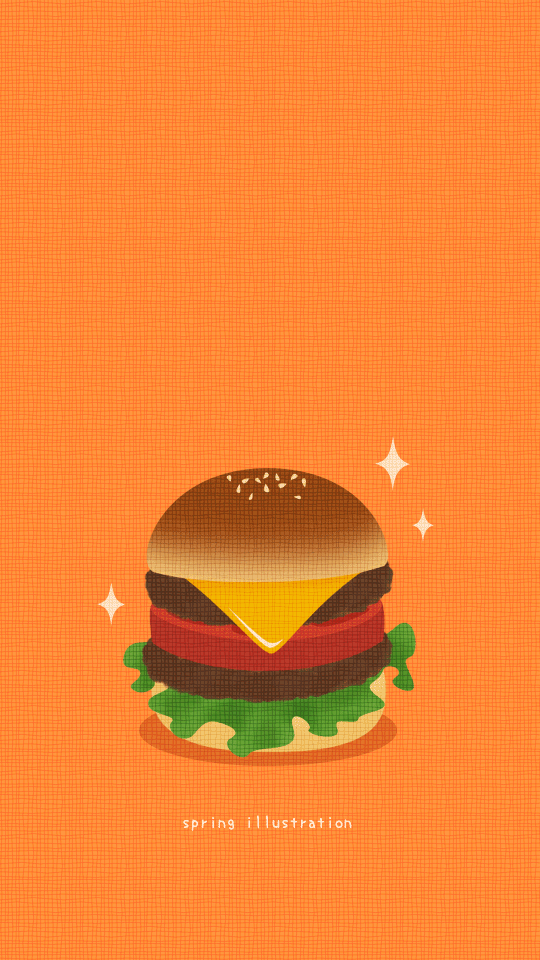 【ハンバーガー】食べもののイラストスマホ壁紙・待ち受け