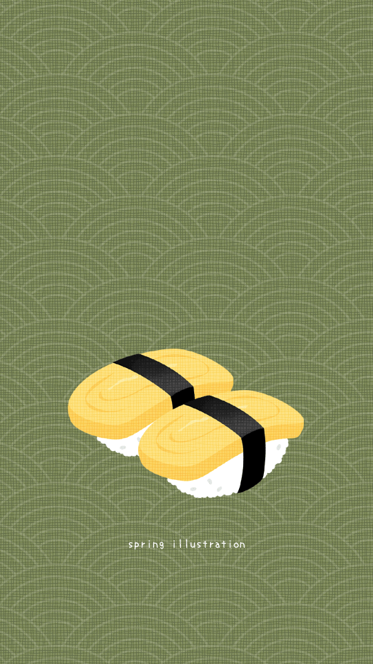 【たまご】寿司のイラストスマホ壁紙・待ち受け