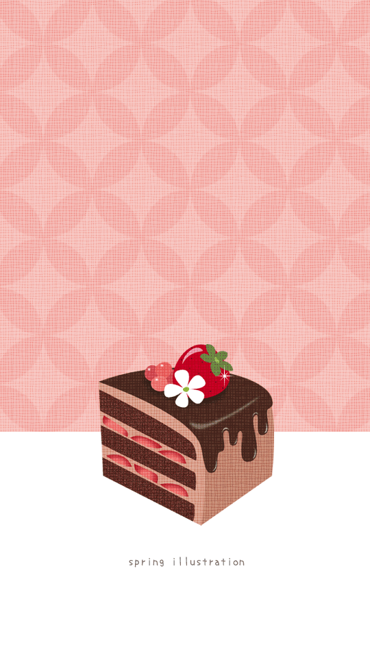 【いちごチョコショートケーキ】スイーツのイラストスマホ壁紙・背景