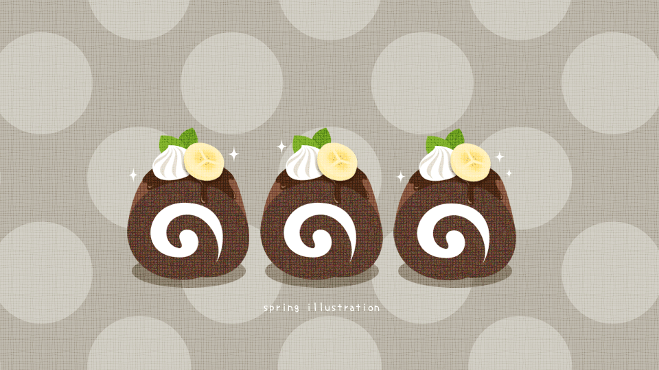 【チョコバナナロールケーキ】スイーツのイラストPC壁紙・背景