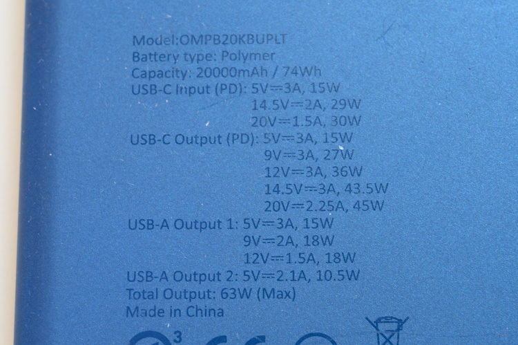 USB C PD モバイルバッテリー 12V